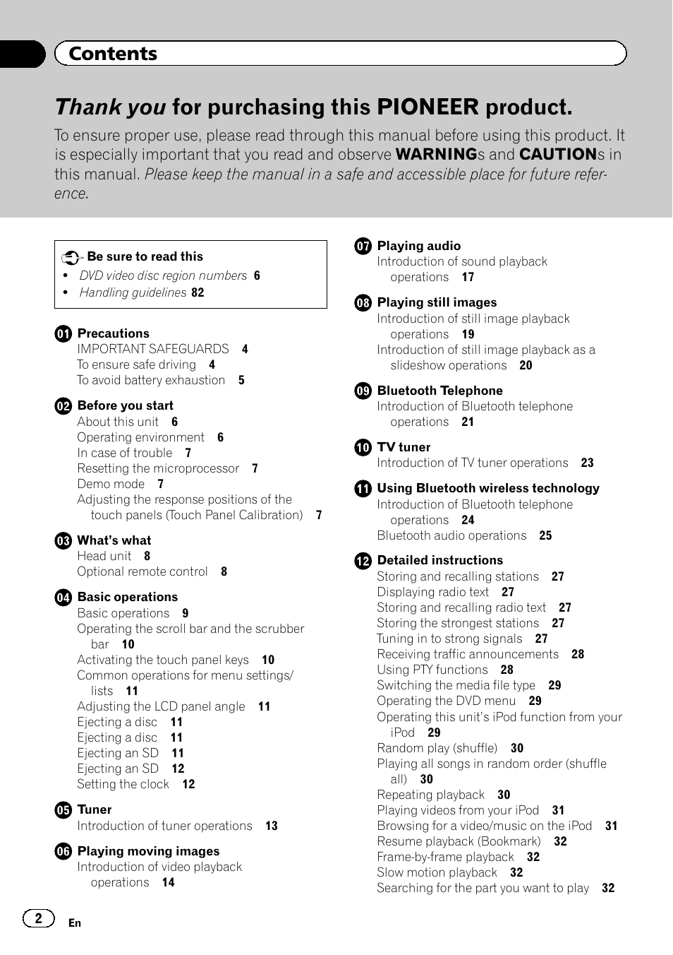 Pioneer AVH-3300BT User Manual | Page 2 / 96