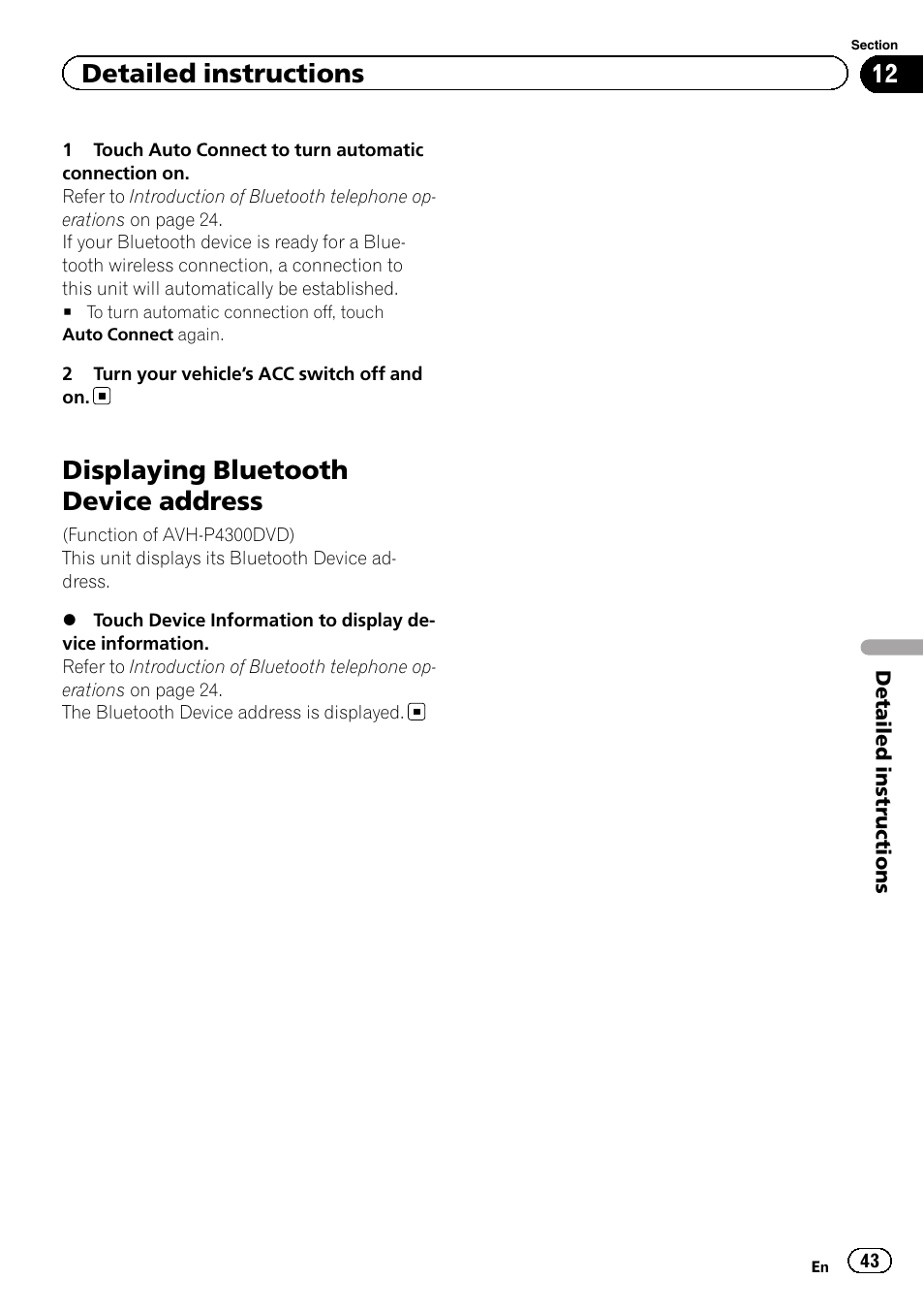 Displaying bluetooth device address, Detailed instructions | Pioneer AVH-3300BT User Manual | Page 43 / 96