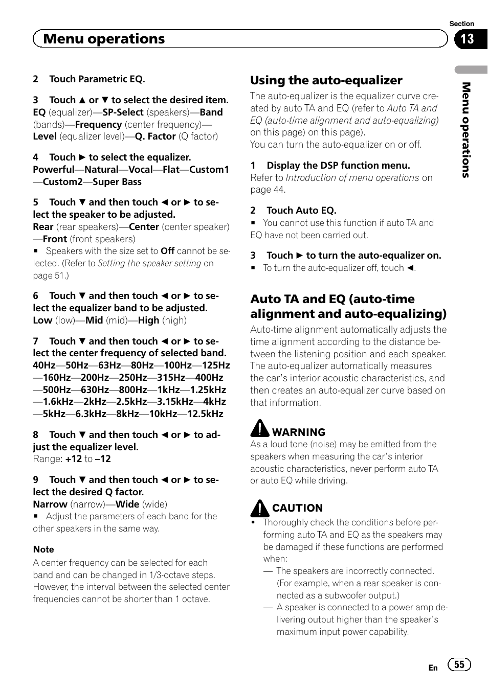 Menu operations, Using the auto-equalizer | Pioneer AVH-3300BT User Manual | Page 55 / 96