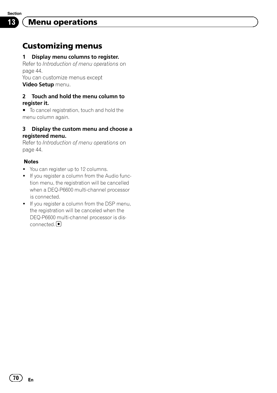 Customizing menus, 13 menu operations | Pioneer AVH-3300BT User Manual | Page 70 / 96