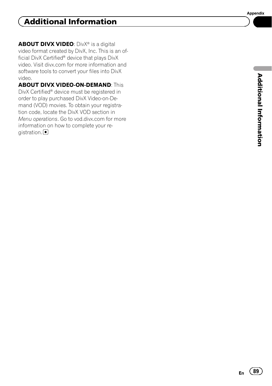 Additional information | Pioneer AVH-3300BT User Manual | Page 89 / 96