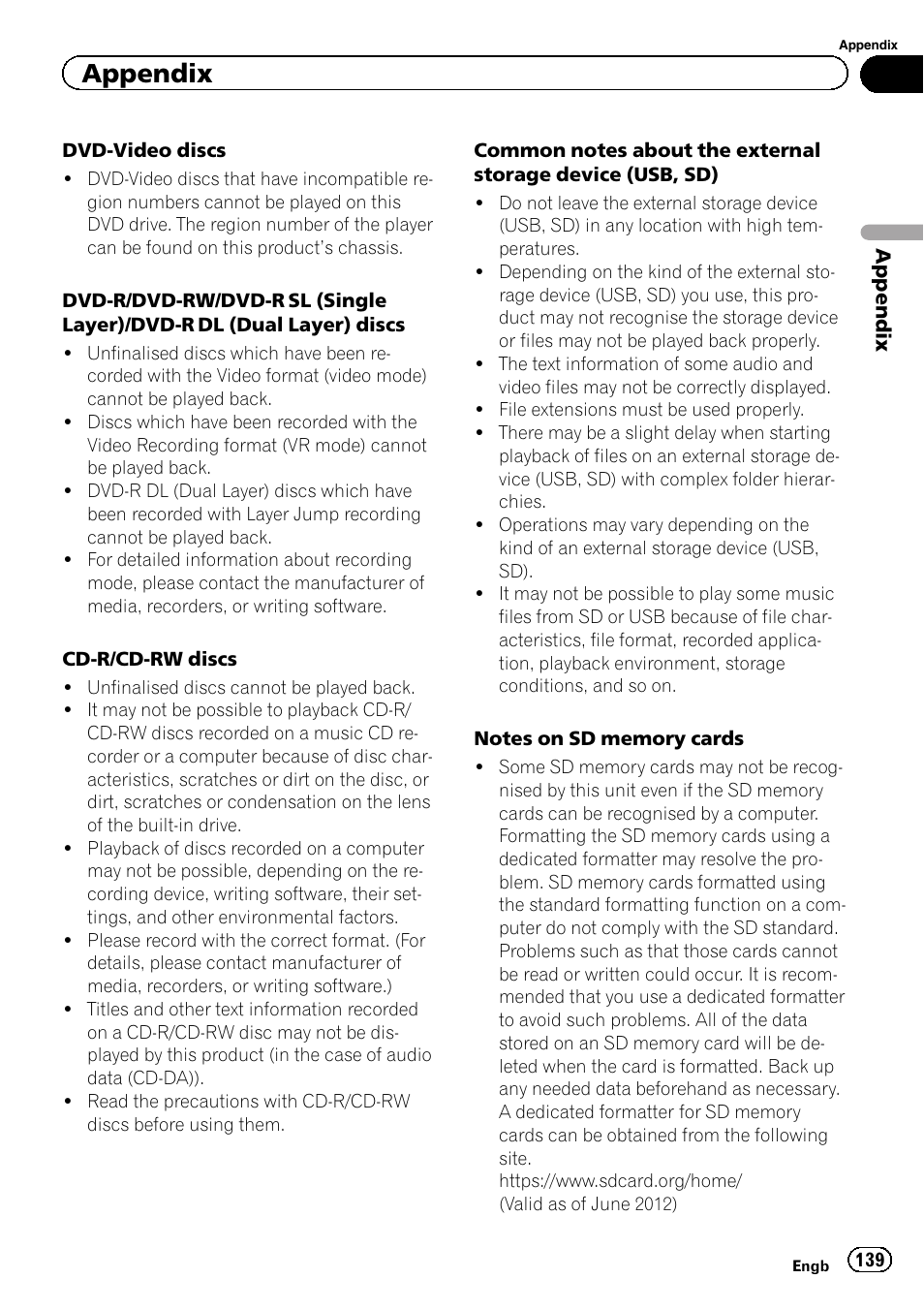 Appendix | Pioneer AVH-X8600BT User Manual | Page 139 / 156