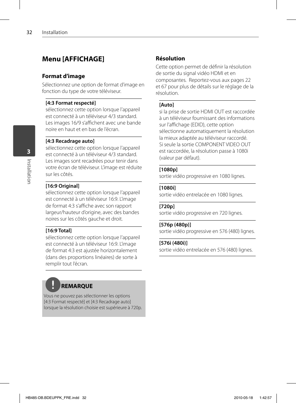 Menu [affichage | Pioneer BCS-FS505 User Manual | Page 102 / 424