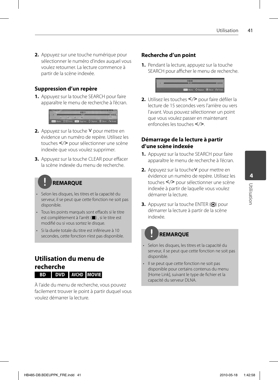 Utilisation du menu de recherche | Pioneer BCS-FS505 User Manual | Page 111 / 424