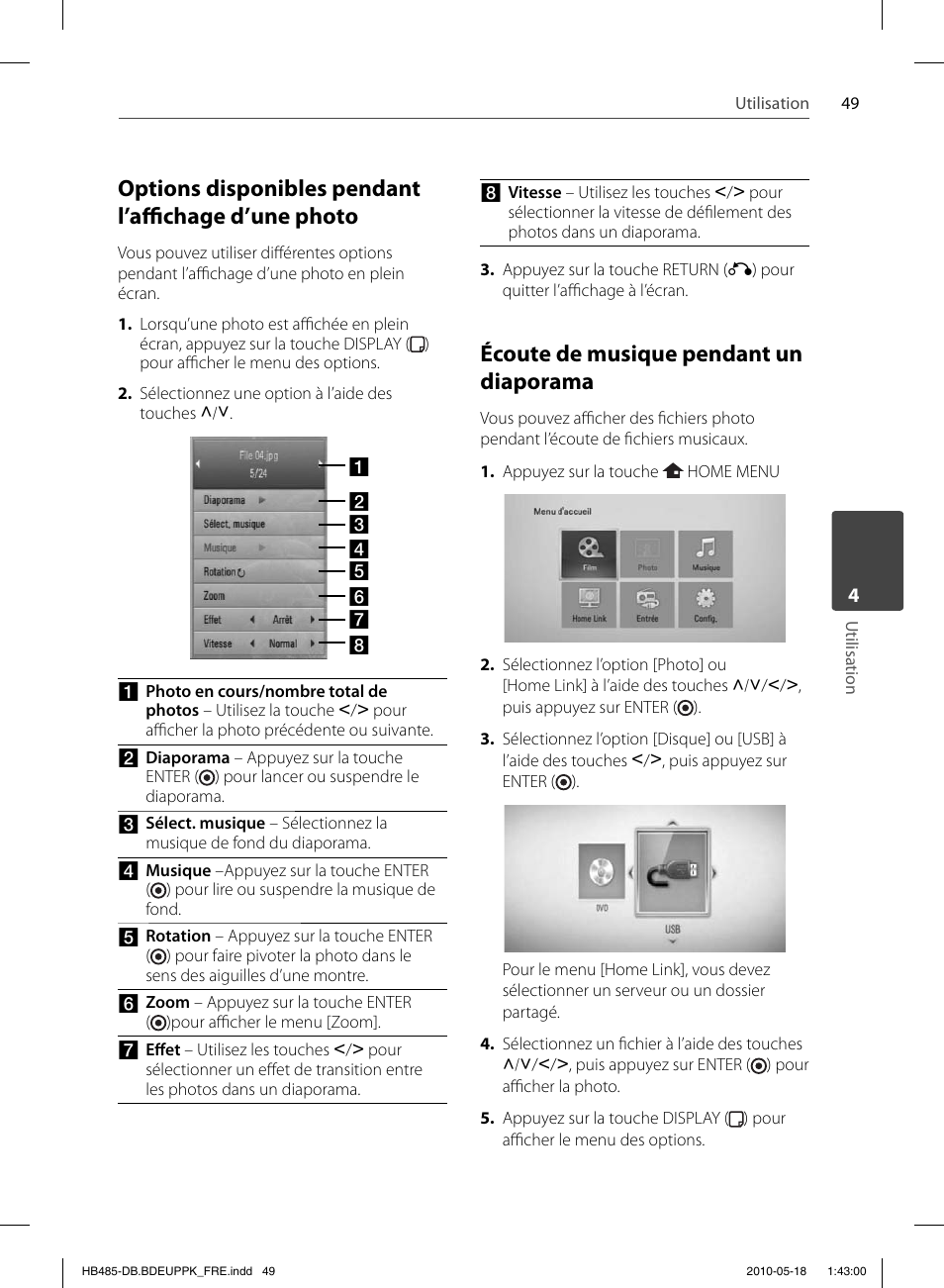 Écoute de musique pendant un diaporama | Pioneer BCS-FS505 User Manual | Page 119 / 424