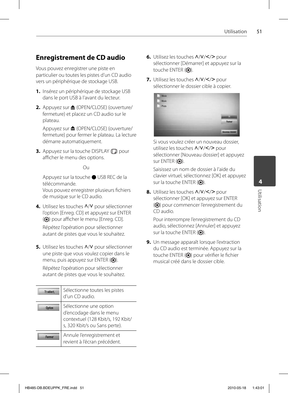 Enregistrement de cd audio | Pioneer BCS-FS505 User Manual | Page 121 / 424