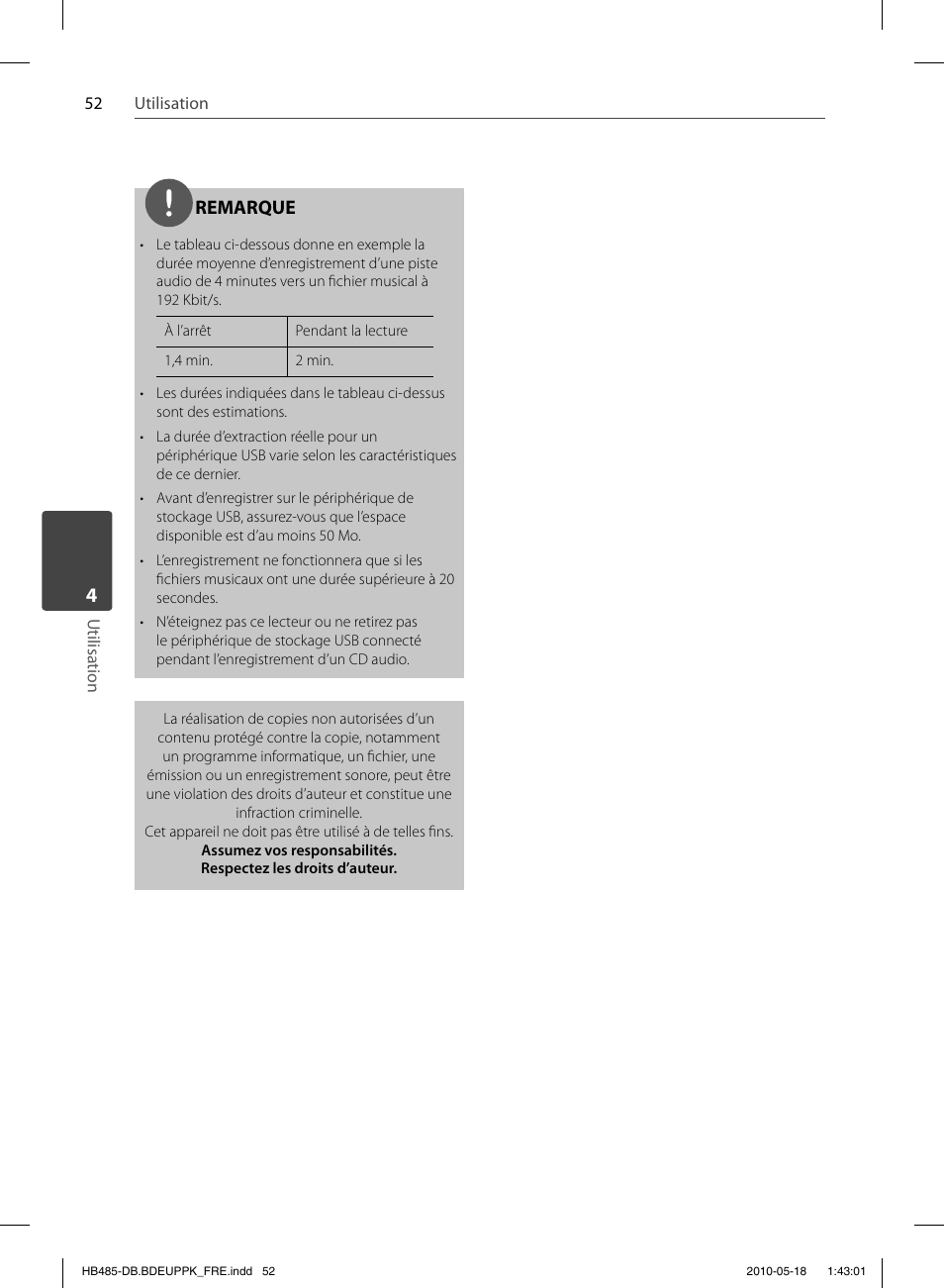 Remarque | Pioneer BCS-FS505 User Manual | Page 122 / 424