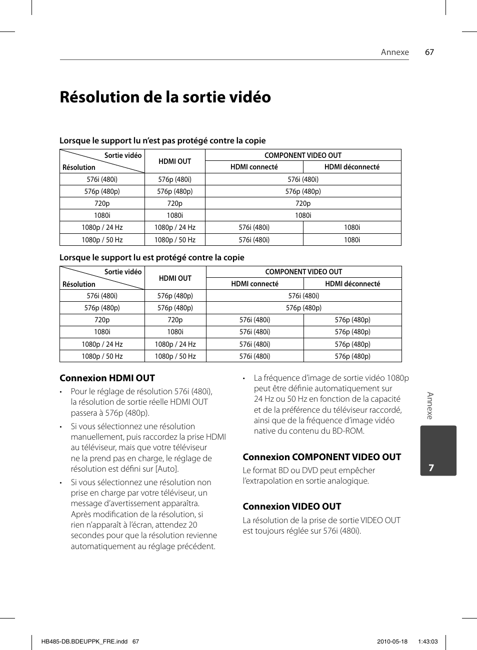 Résolution de la sortie vidéo | Pioneer BCS-FS505 User Manual | Page 137 / 424