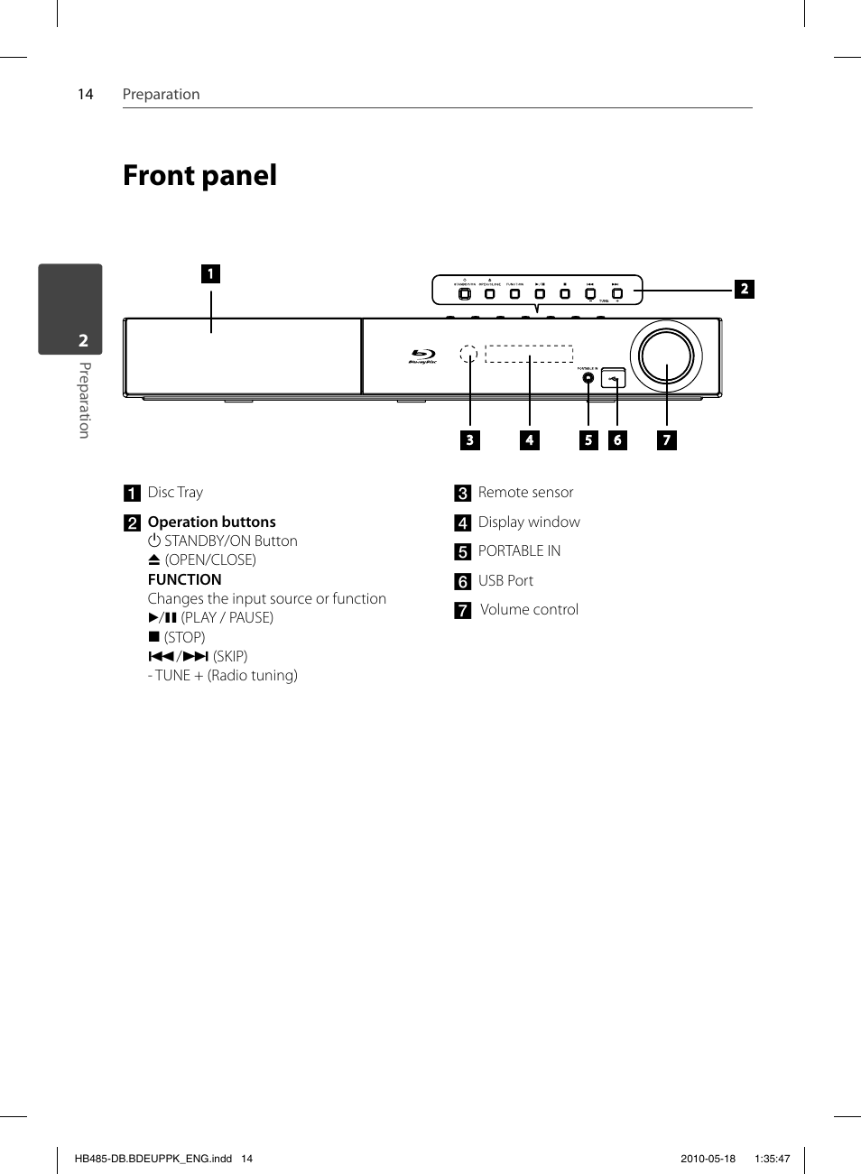 Front panel | Pioneer BCS-FS505 User Manual | Page 14 / 424