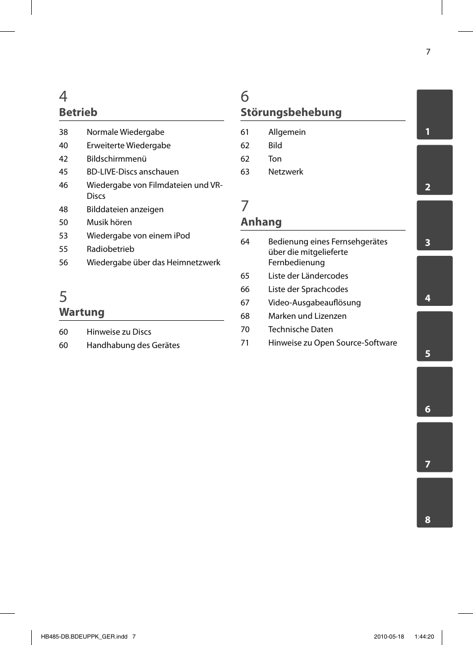 Betrieb, Wartung, Störungsbehebung | Anhang | Pioneer BCS-FS505 User Manual | Page 147 / 424