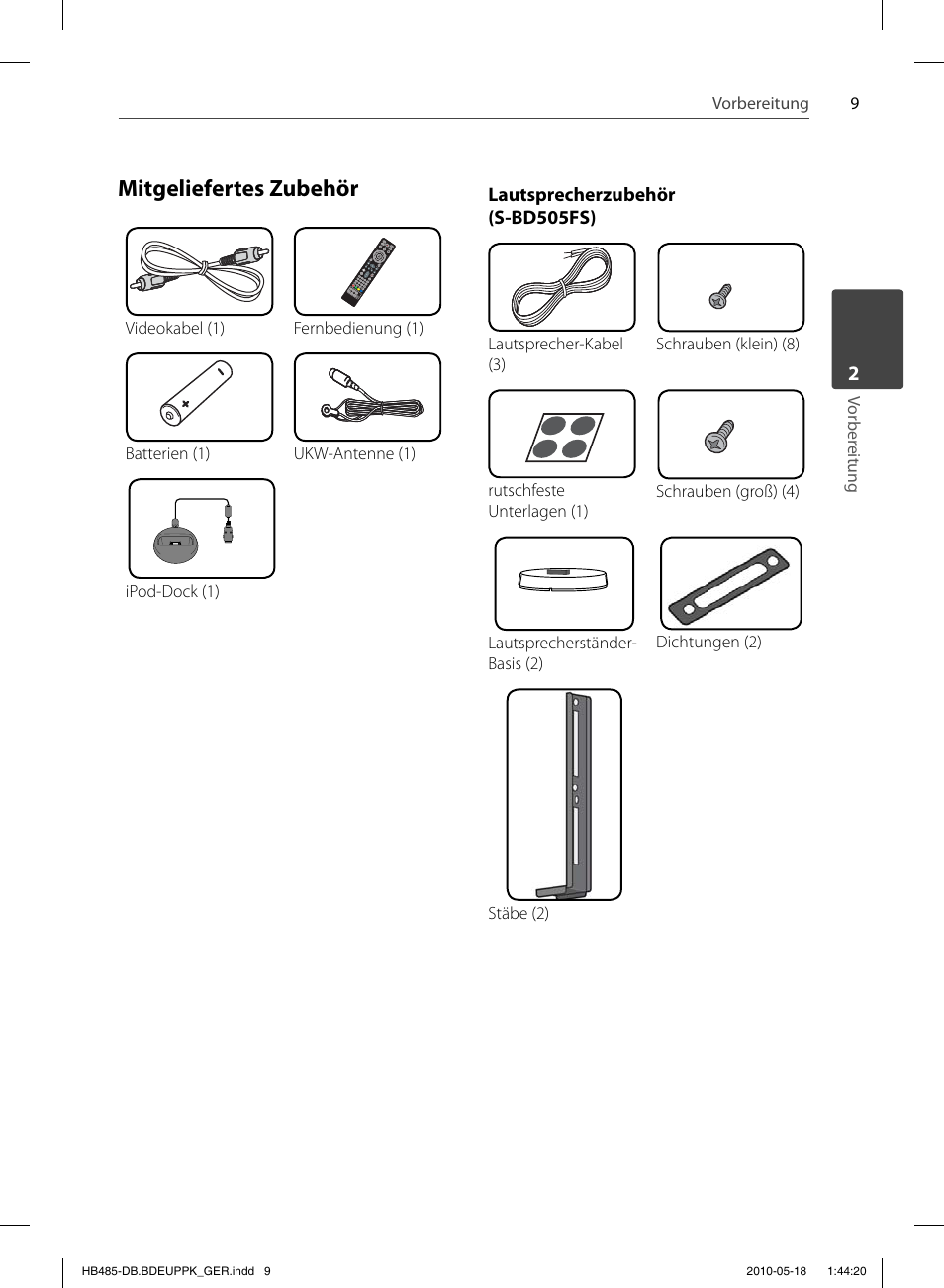 Mitgeliefertes zubehör | Pioneer BCS-FS505 User Manual | Page 149 / 424