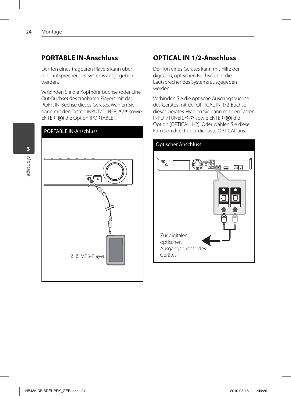 Portable in-anschluss, Optical in 1/2-anschluss | Pioneer BCS-FS505 User Manual | Page 164 / 424