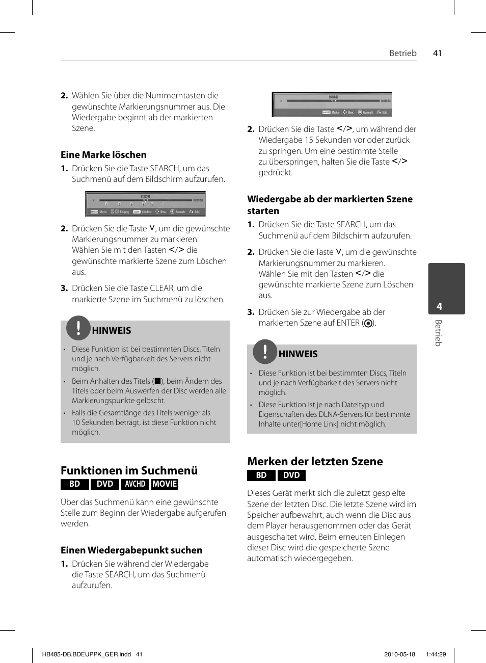 Funktionen im suchmenü, Merken der letzten szene | Pioneer BCS-FS505 User Manual | Page 181 / 424