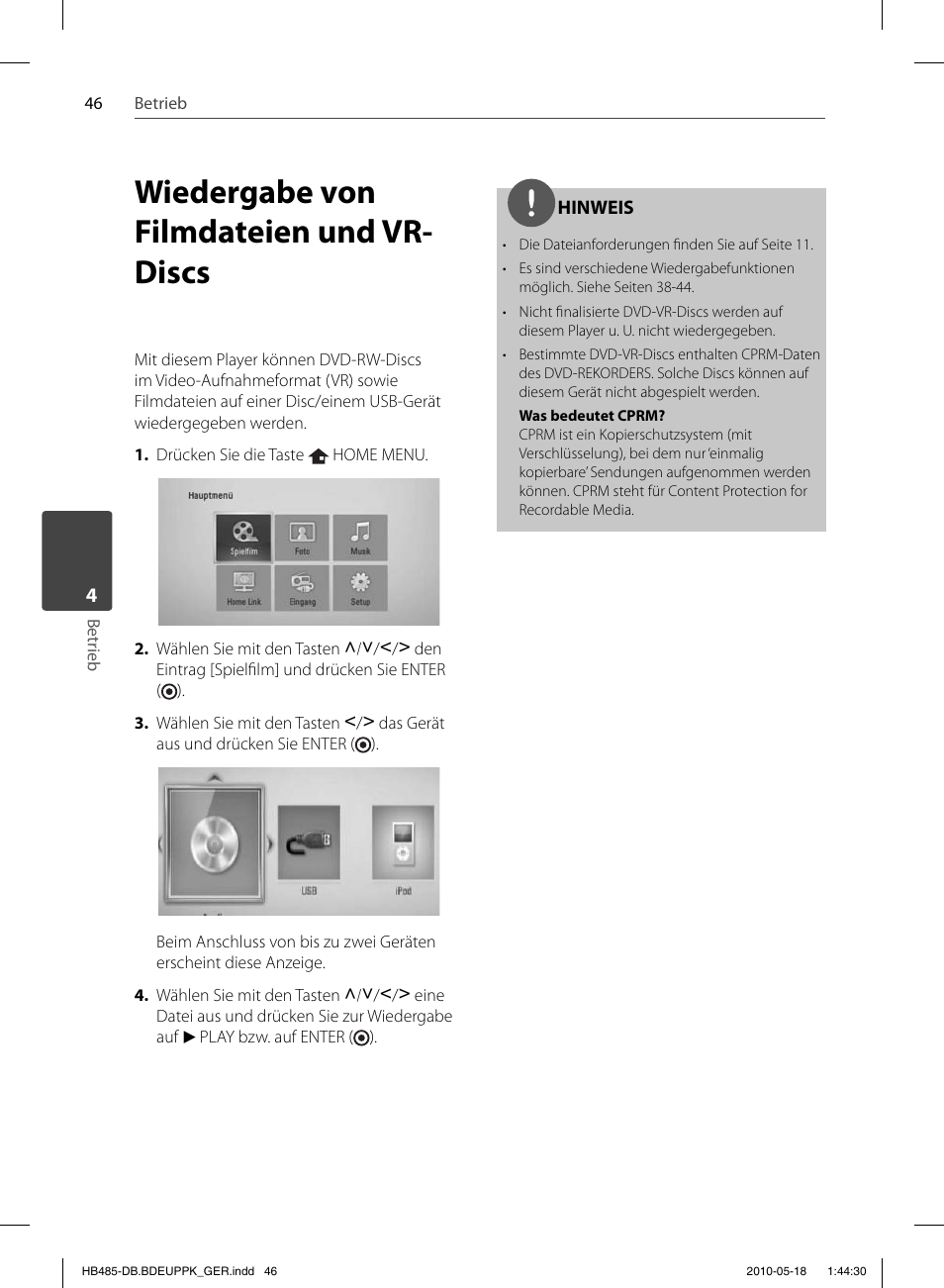 Wiedergabe von filmdateien und vr- discs | Pioneer BCS-FS505 User Manual | Page 186 / 424