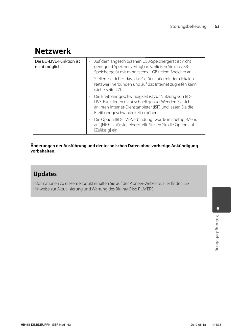 Netzwerk, Updates | Pioneer BCS-FS505 User Manual | Page 203 / 424