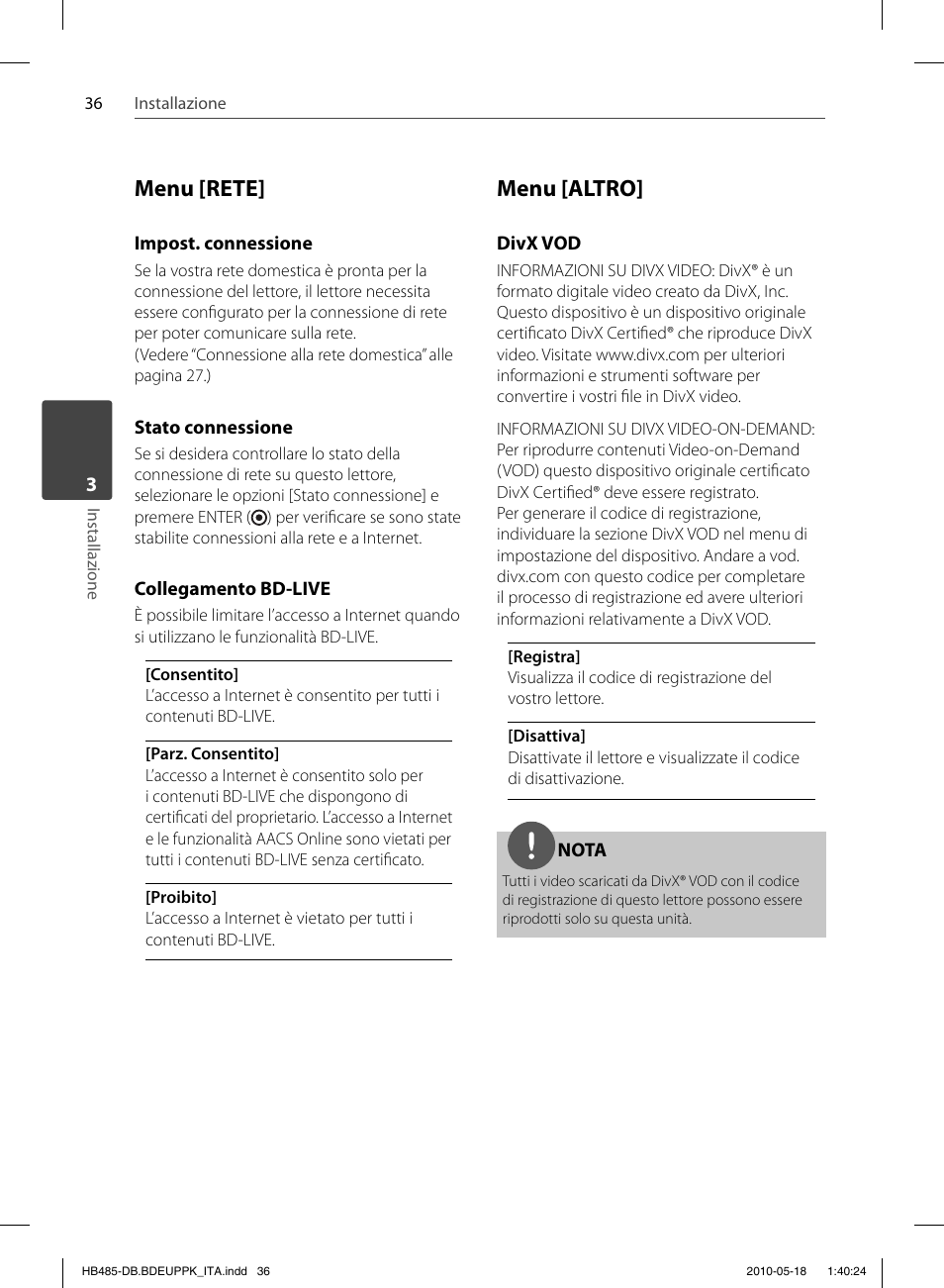 Menu [rete, Menu [altro | Pioneer BCS-FS505 User Manual | Page 246 / 424