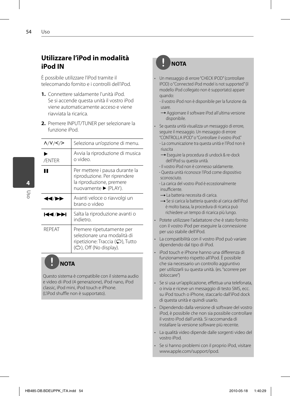 Utilizzare l’ipod in modalità ipod in | Pioneer BCS-FS505 User Manual | Page 264 / 424