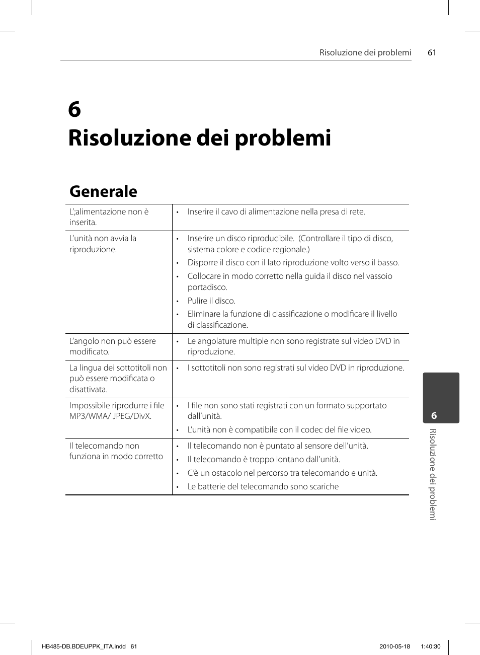 6risoluzione dei problemi, Generale | Pioneer BCS-FS505 User Manual | Page 271 / 424