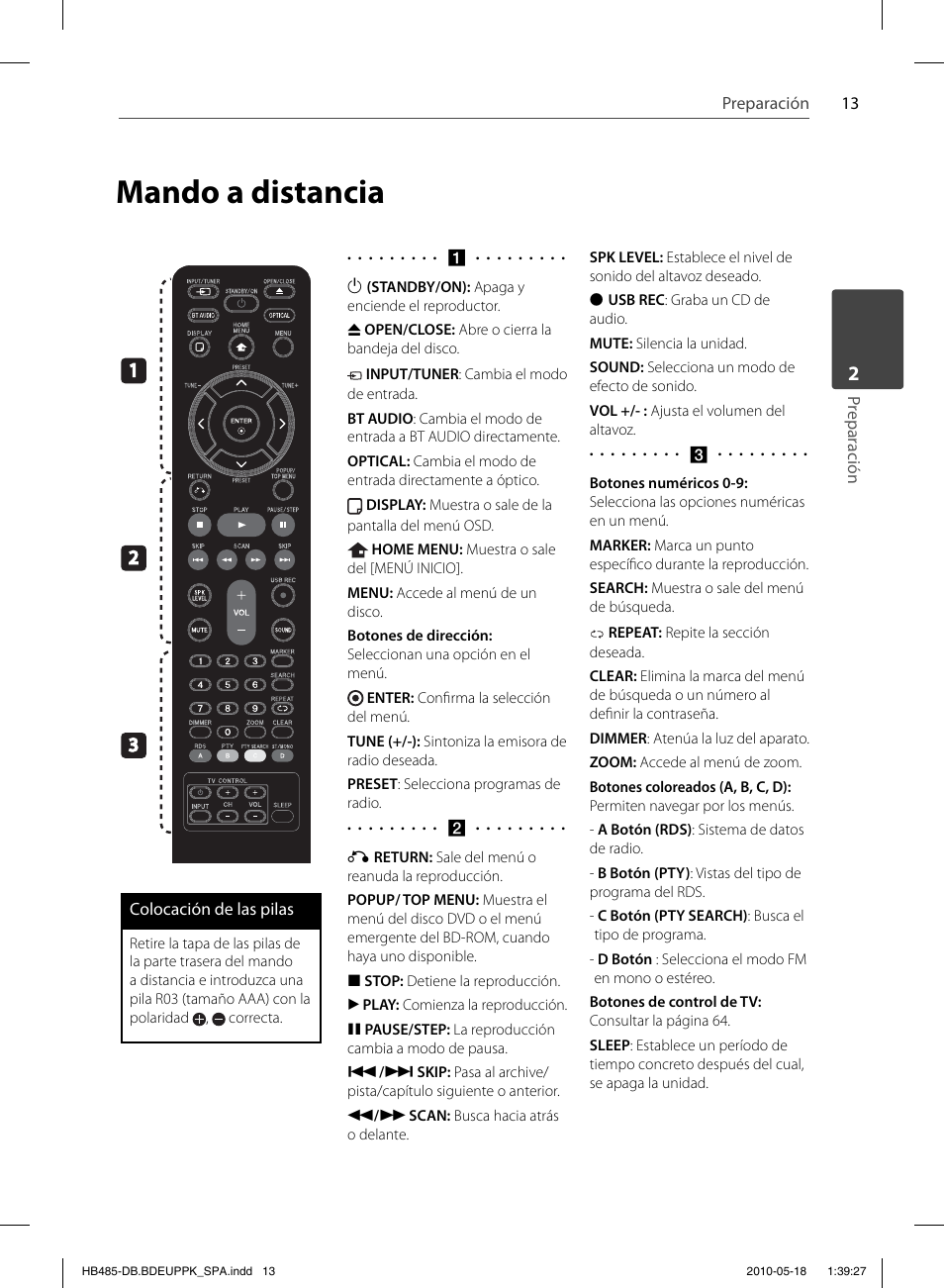 Mando a distancia | Pioneer BCS-FS505 User Manual | Page 293 / 424