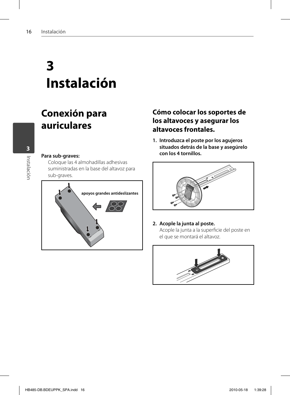 3instalación, Conexión para auriculares | Pioneer BCS-FS505 User Manual | Page 296 / 424