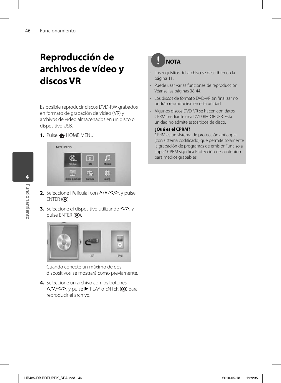 Reproducción de archivos de vídeo y discos vr | Pioneer BCS-FS505 User Manual | Page 326 / 424