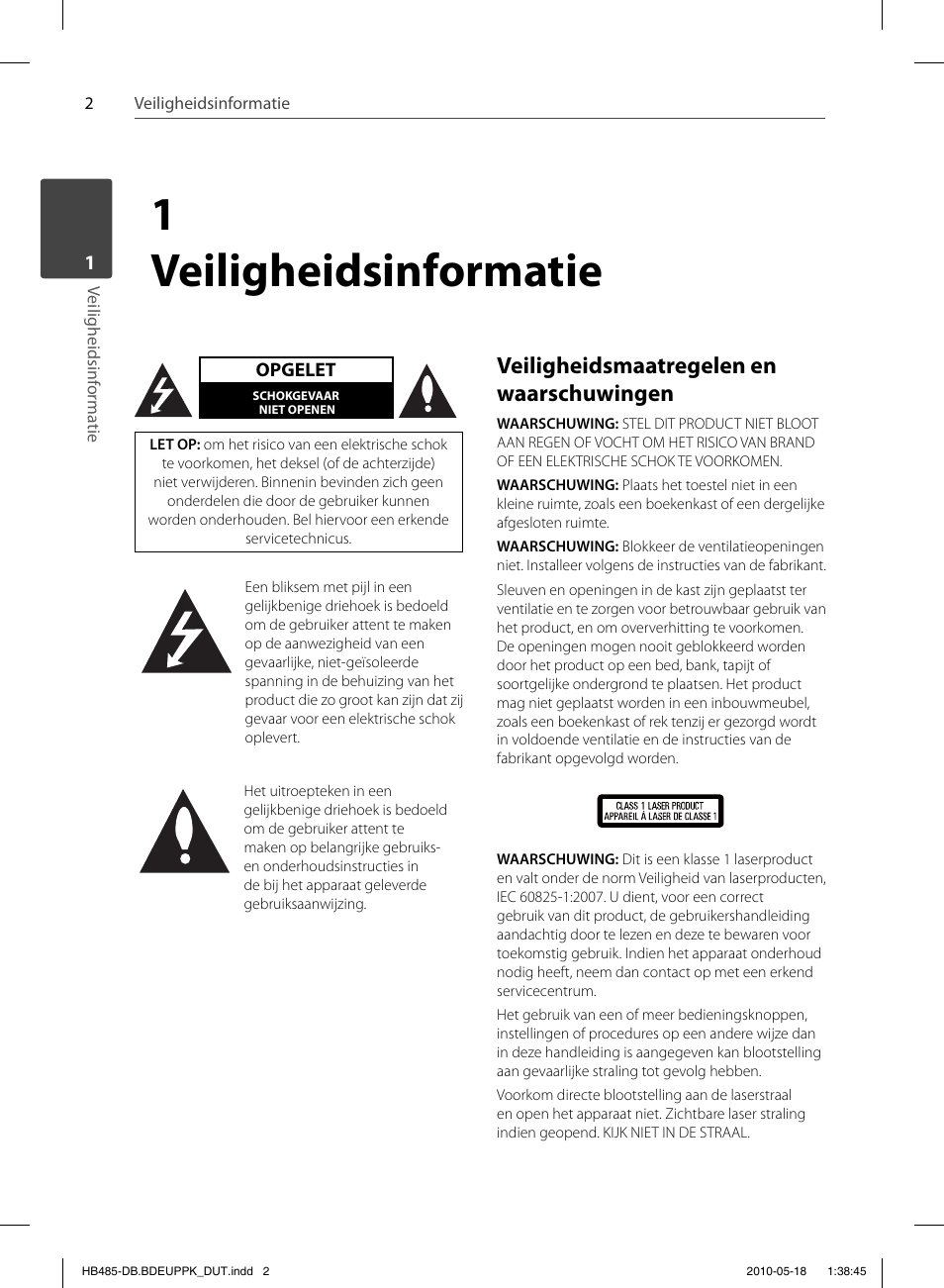 1veiligheidsinformatie, Veiligheidsmaatregelen en waarschuwingen | Pioneer BCS-FS505 User Manual | Page 352 / 424