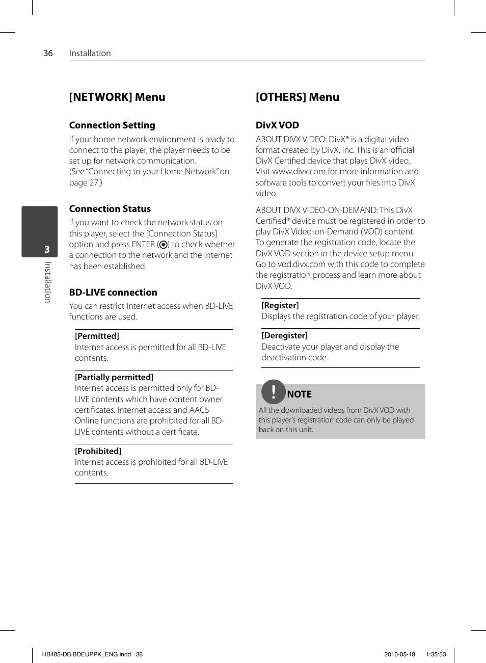 Network] menu, Others] menu | Pioneer BCS-FS505 User Manual | Page 36 / 424