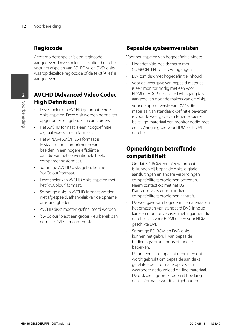 Regiocode, Avchd (advanced video codec high defi nition), Bepaalde systeemvereisten | Opmerkingen betreff ende compatibiliteit | Pioneer BCS-FS505 User Manual | Page 362 / 424