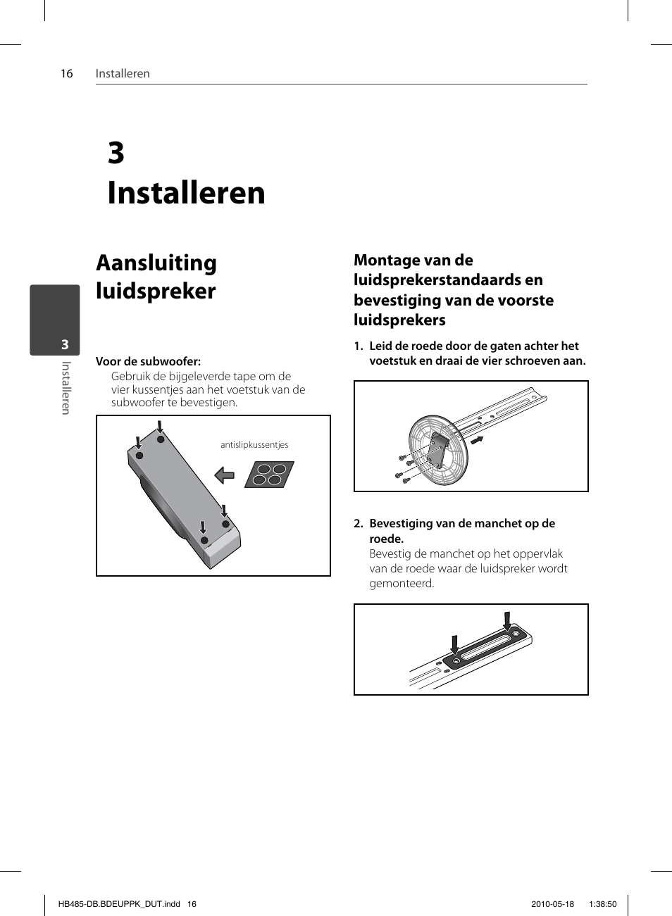 3installeren, Aansluiting luidspreker | Pioneer BCS-FS505 User Manual | Page 366 / 424