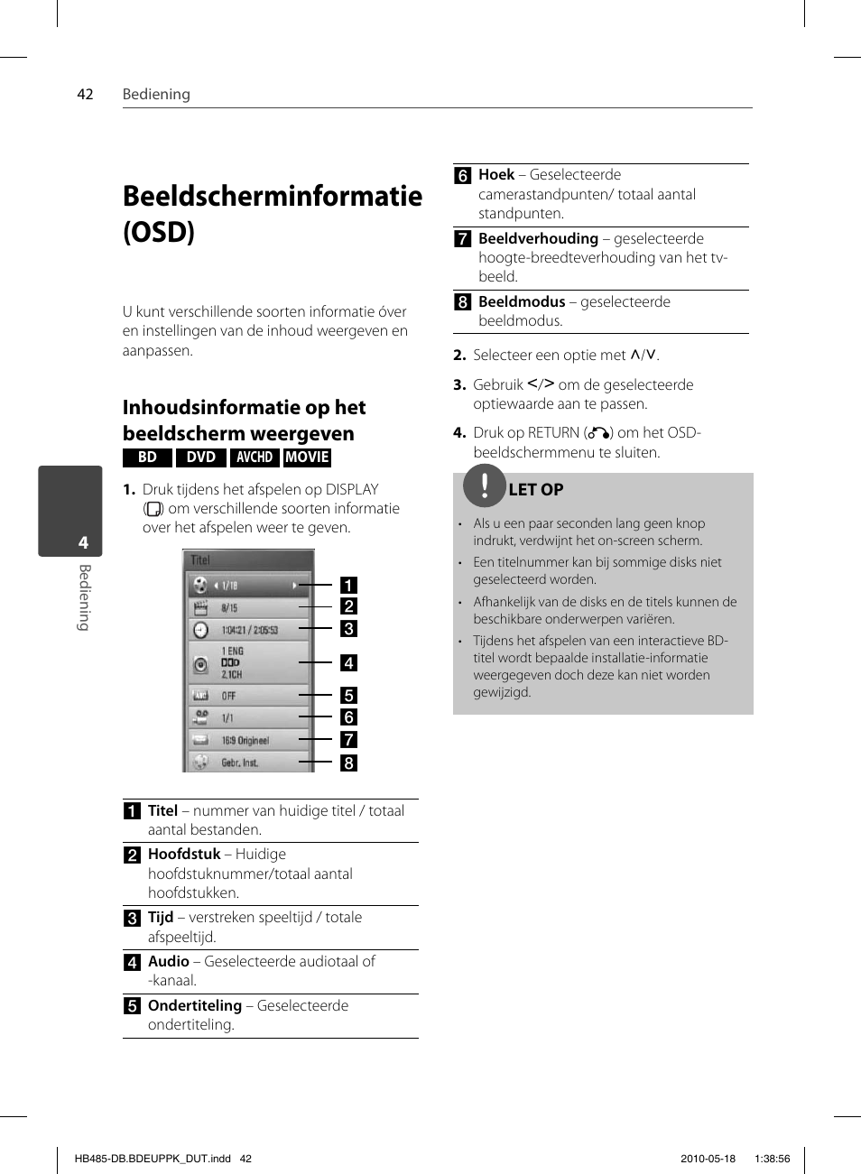 Beeldscherminformatie (osd), Inhoudsinformatie op het beeldscherm weergeven | Pioneer BCS-FS505 User Manual | Page 392 / 424