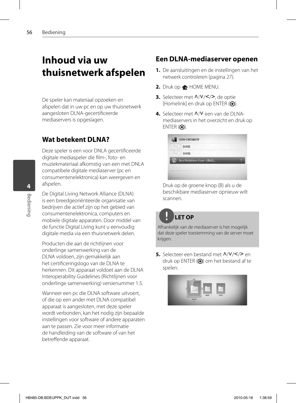 Inhoud via uw thuisnetwerk afspelen, Wat betekent dlna, Een dlna-mediaserver openen | Pioneer BCS-FS505 User Manual | Page 406 / 424