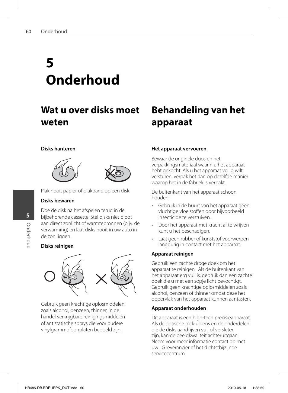 5onderhoud, Wat u over disks moet weten, Behandeling van het apparaat | Pioneer BCS-FS505 User Manual | Page 410 / 424