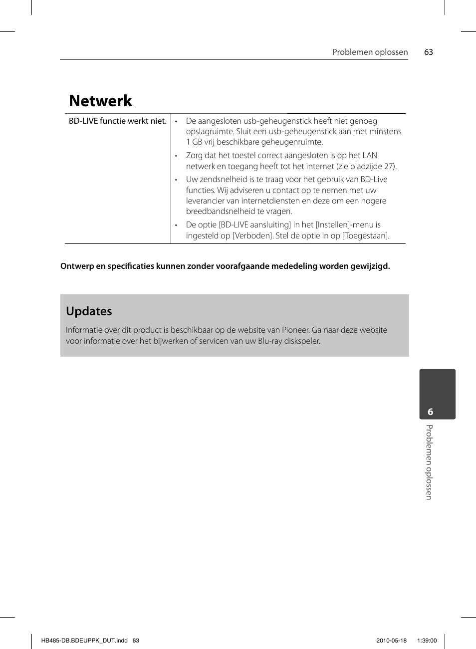 Netwerk, Updates | Pioneer BCS-FS505 User Manual | Page 413 / 424