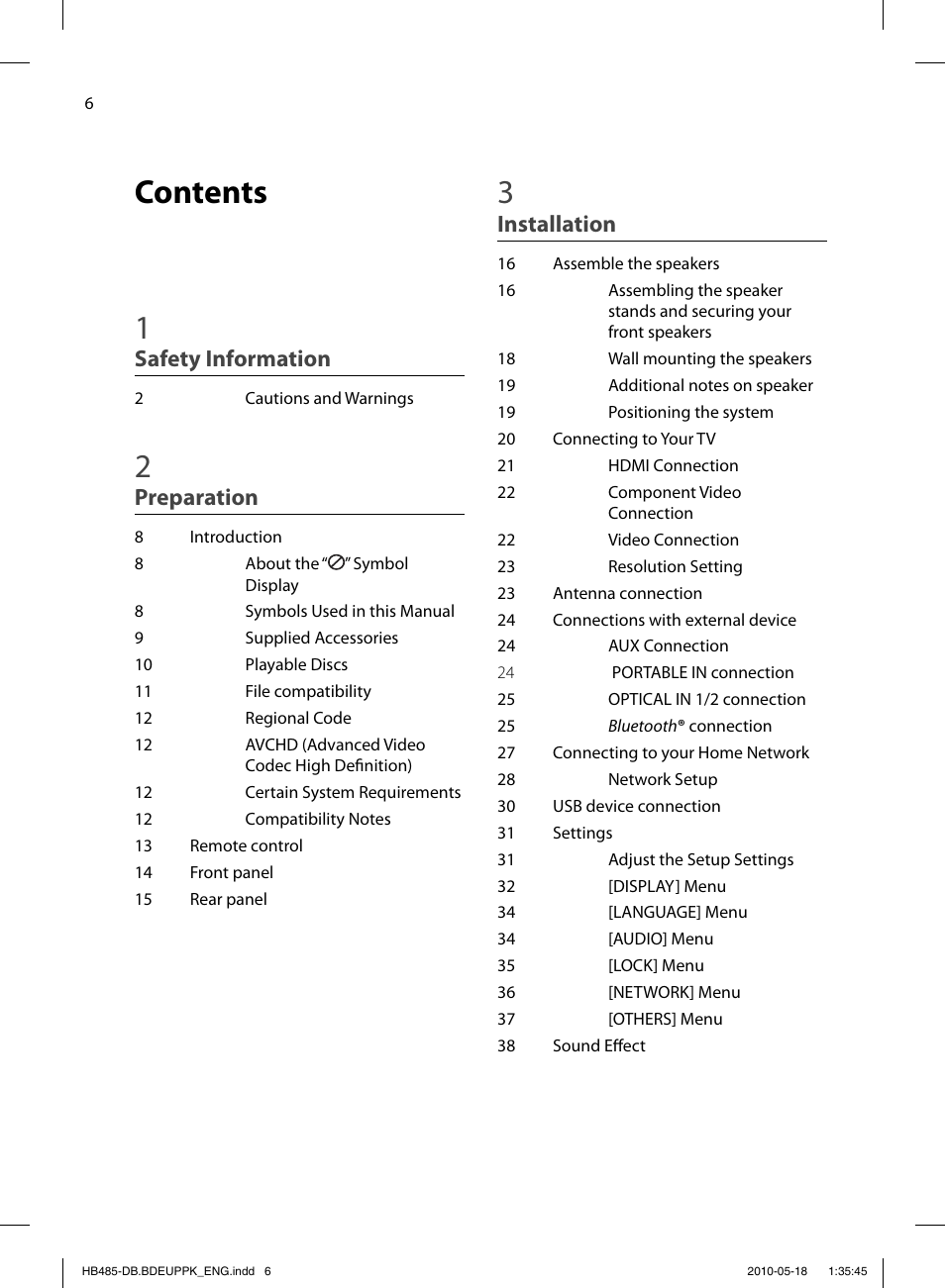 Contents 1, Safety information, Preparation | Installation | Pioneer BCS-FS505 User Manual | Page 6 / 424
