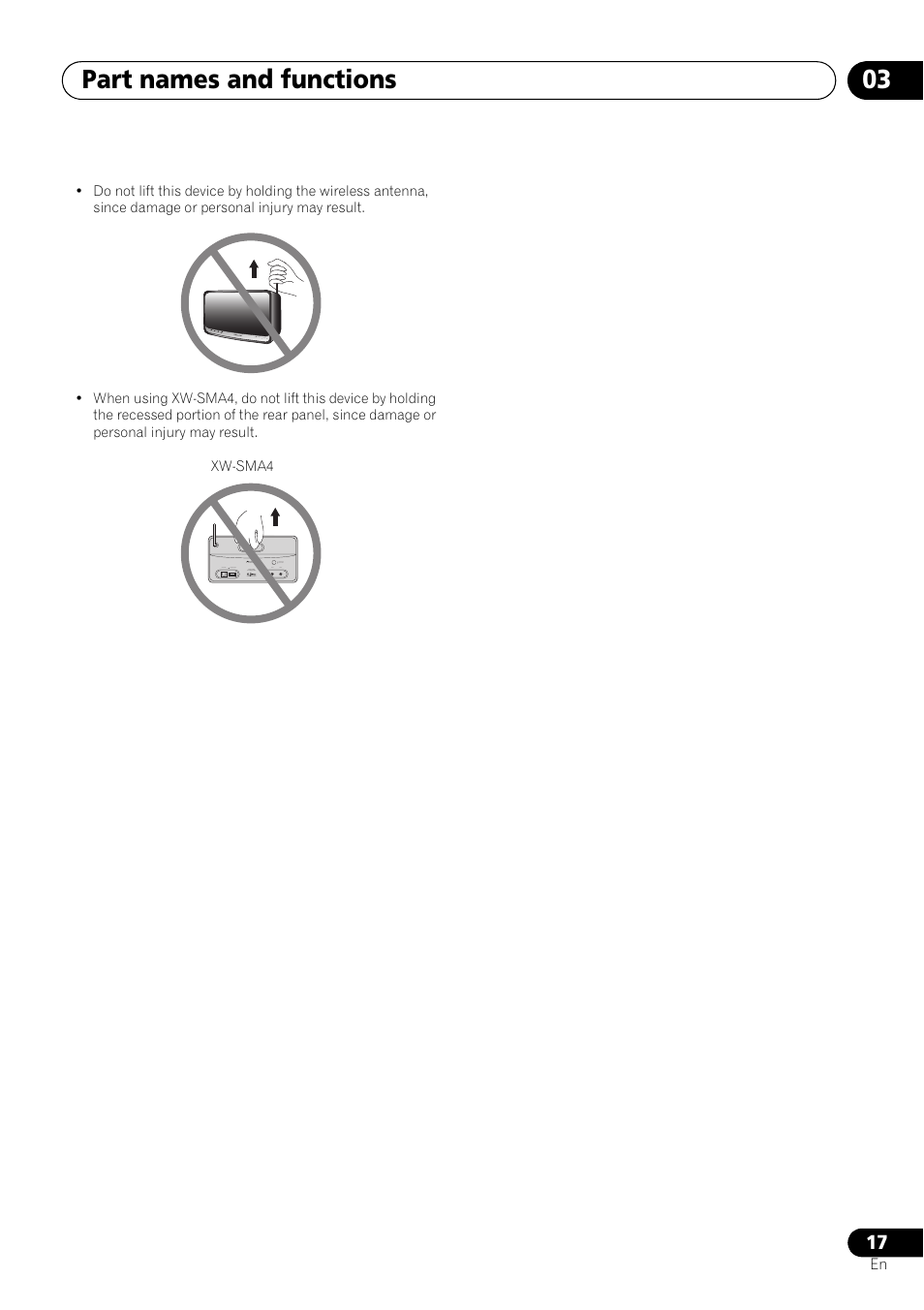 Part names and functions 03 | Pioneer XW-SMA3-W User Manual | Page 17 / 48