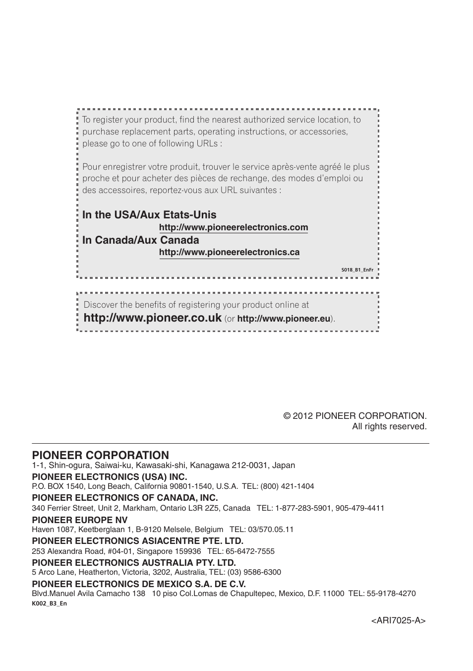 Pioneer corporation | Pioneer XW-SMA3-W User Manual | Page 48 / 48
