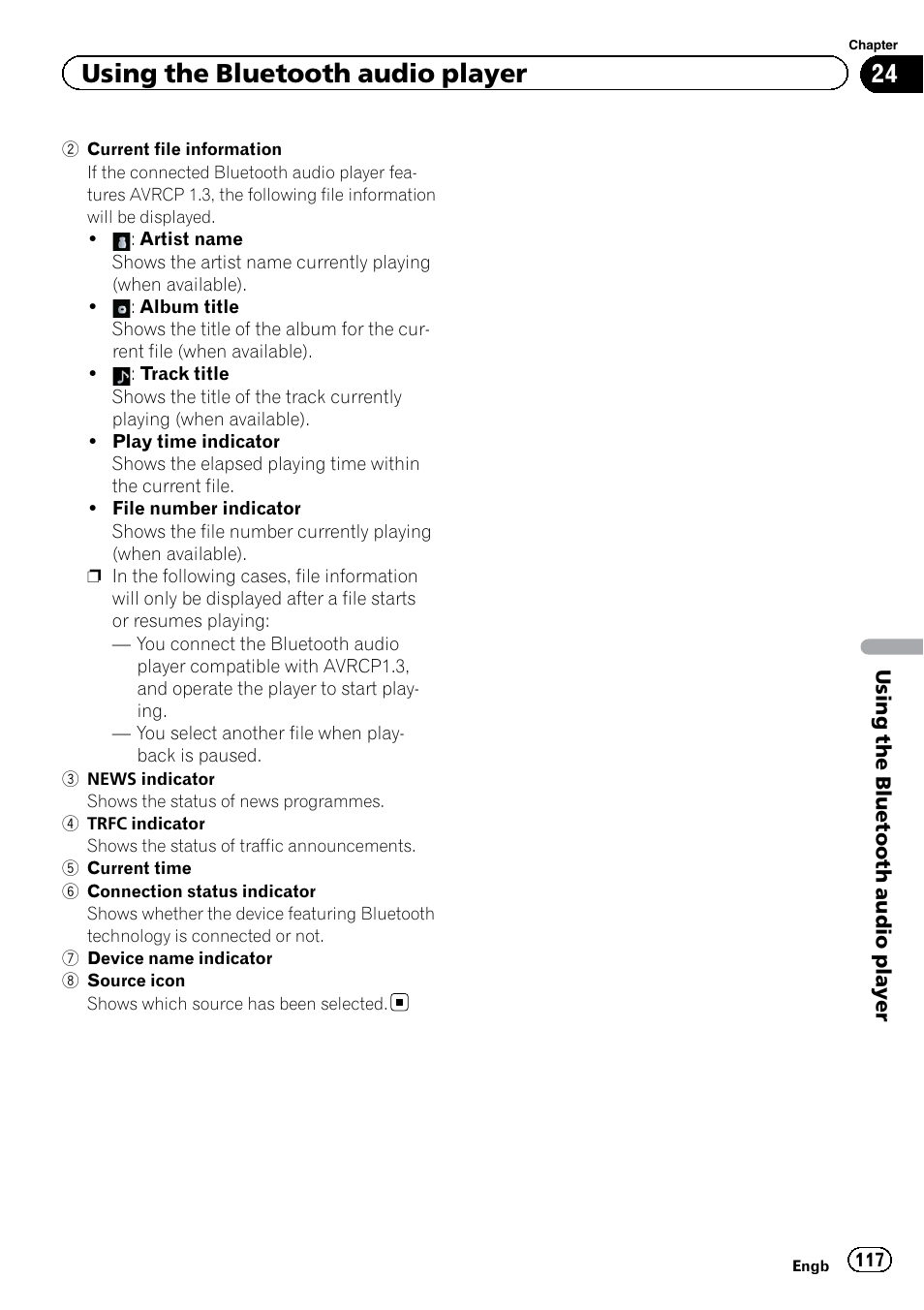 Using the bluetooth audio player | Pioneer AVIC-F920BT User Manual | Page 117 / 200