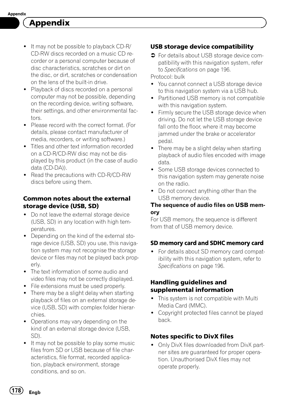 Appendix | Pioneer AVIC-F920BT User Manual | Page 178 / 200