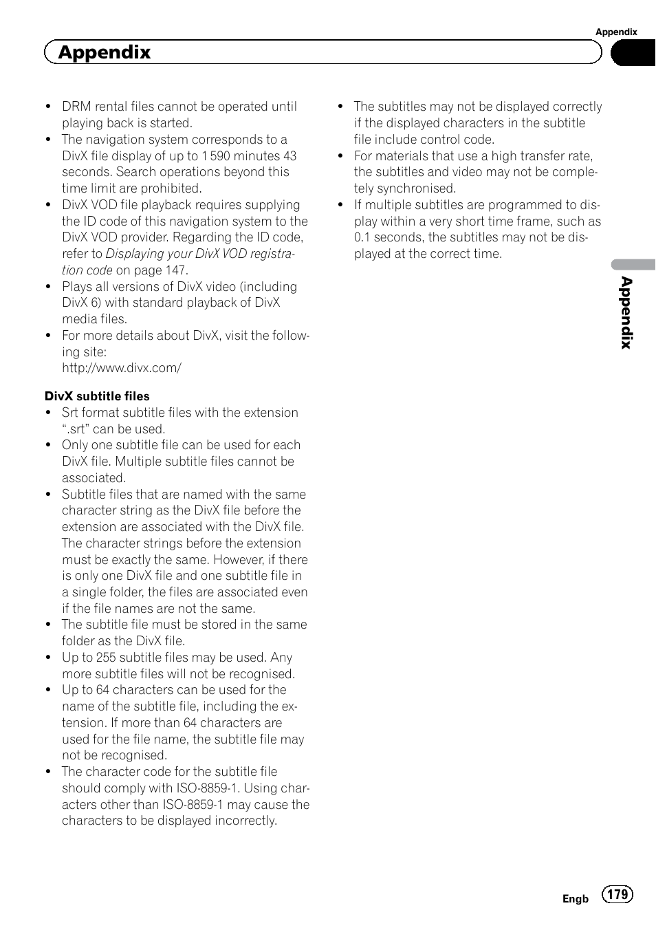 Appendix | Pioneer AVIC-F920BT User Manual | Page 179 / 200