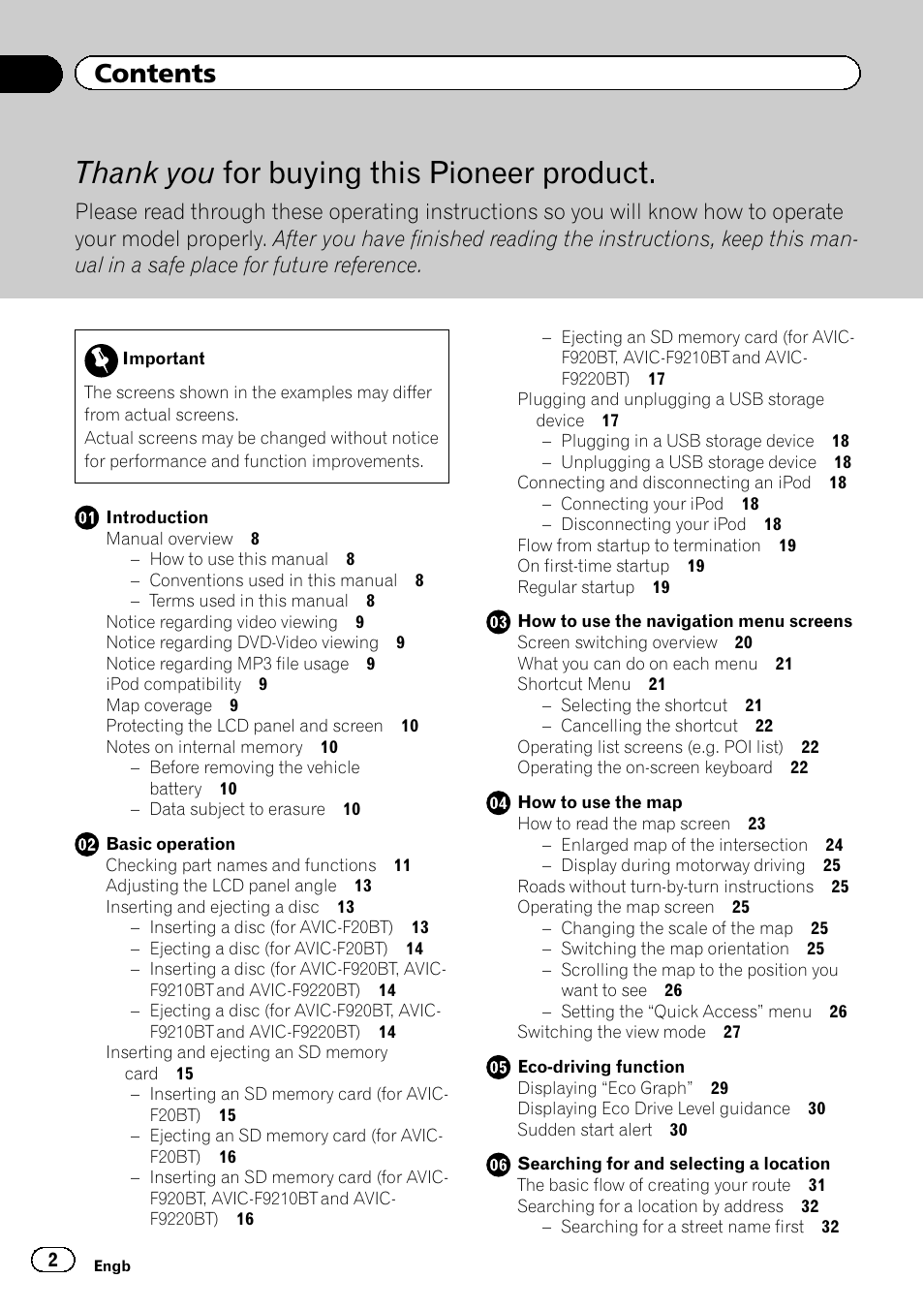 Pioneer AVIC-F920BT User Manual | Page 2 / 200