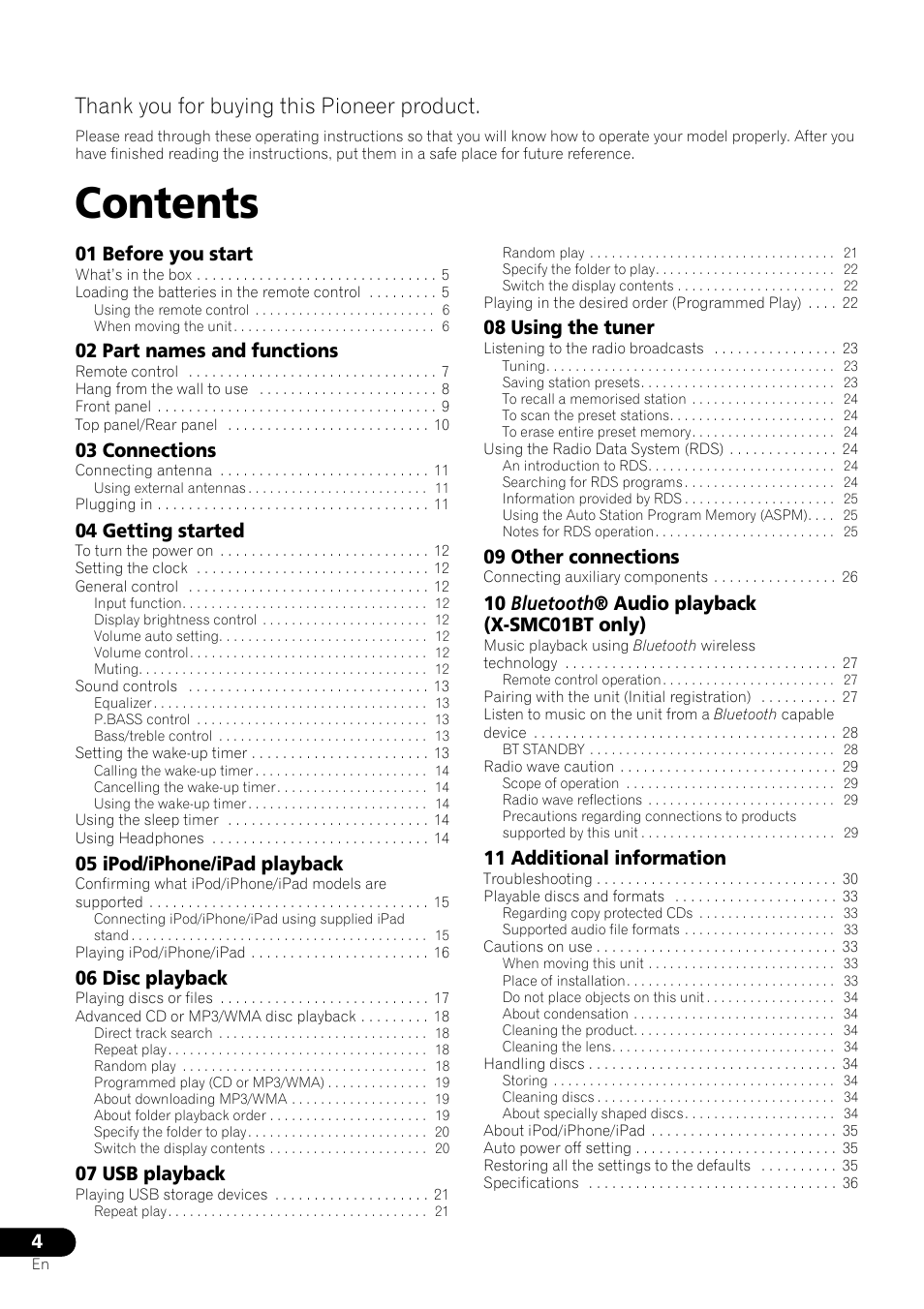 Pioneer X-SMC01BT-S User Manual | Page 4 / 39