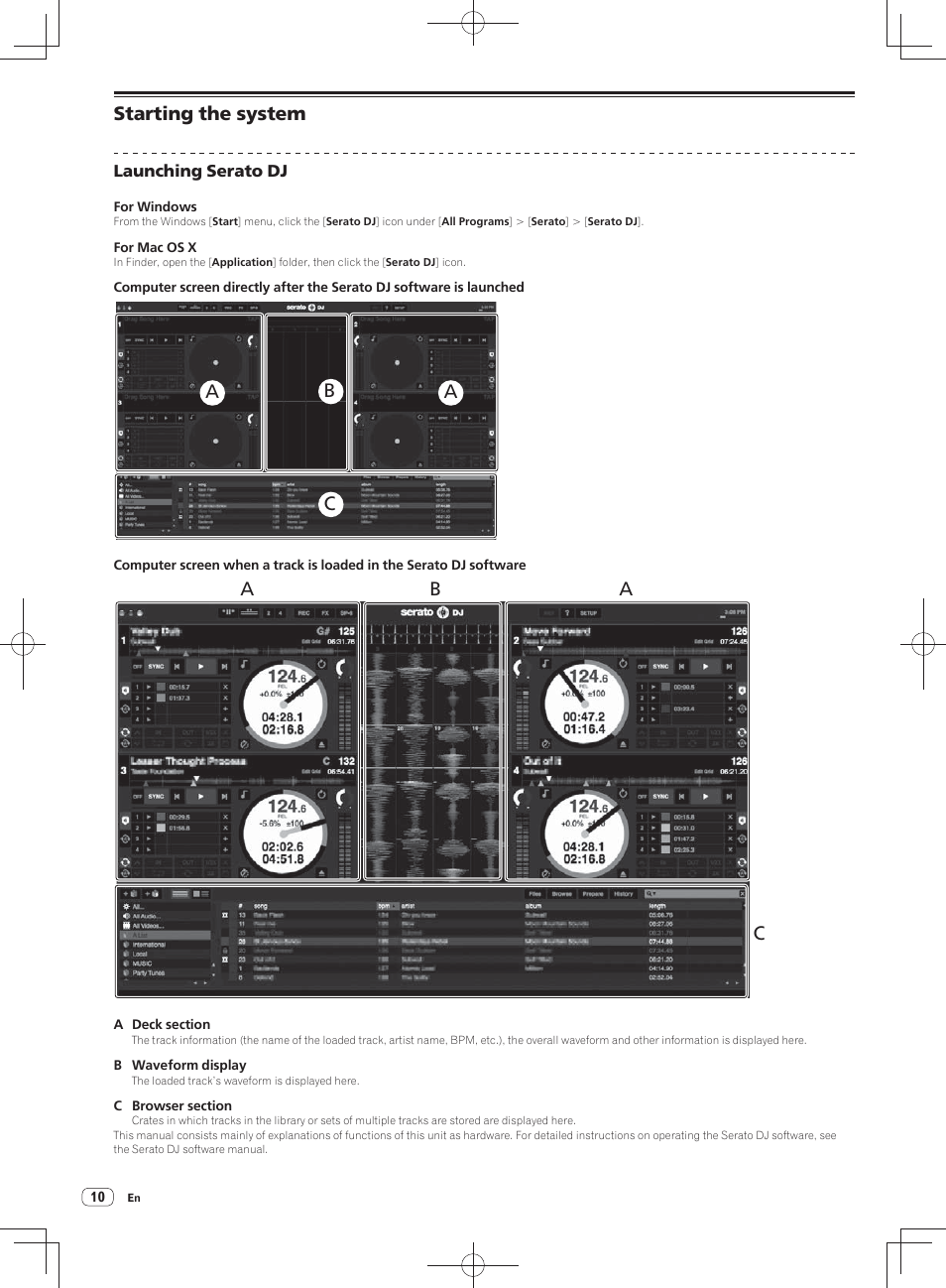 Starting the system, Ac b | Pioneer DDJ-SX User Manual | Page 10 / 148