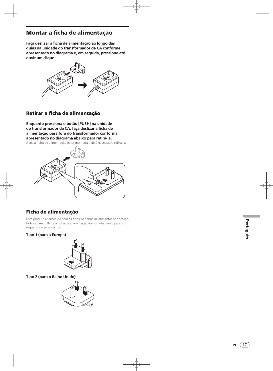 Montar a ficha de alimentação | Pioneer DDJ-SX User Manual | Page 125 / 148