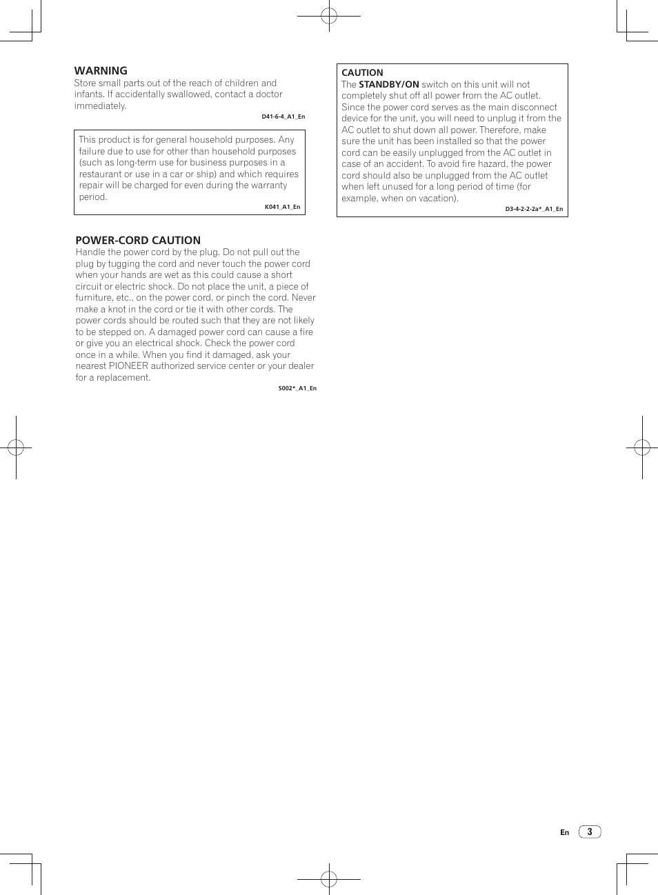 Power-cord caution, Warning | Pioneer DDJ-SX User Manual | Page 3 / 148