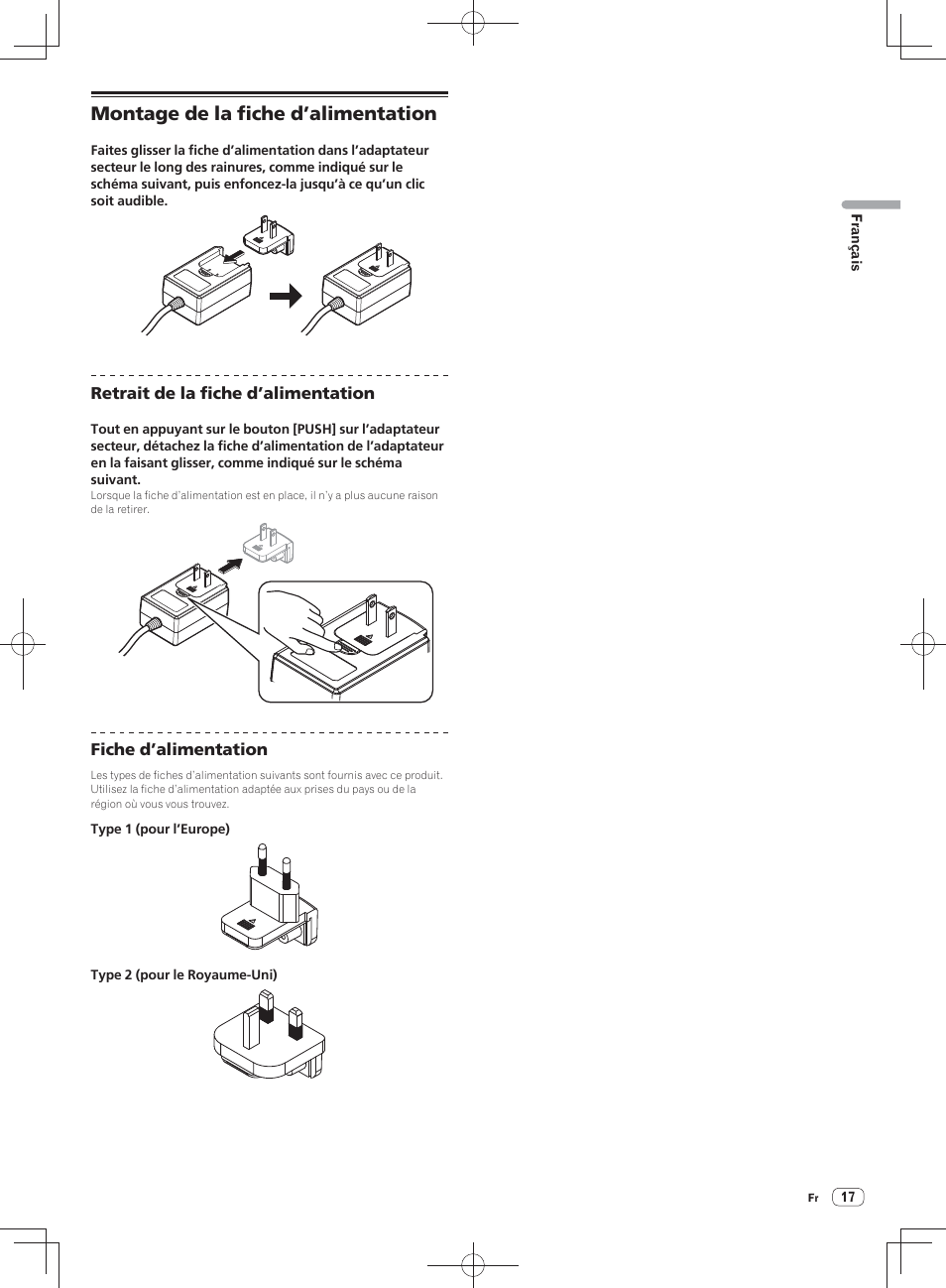 Montage de la fiche d’alimentation | Pioneer DDJ-SX User Manual | Page 35 / 148