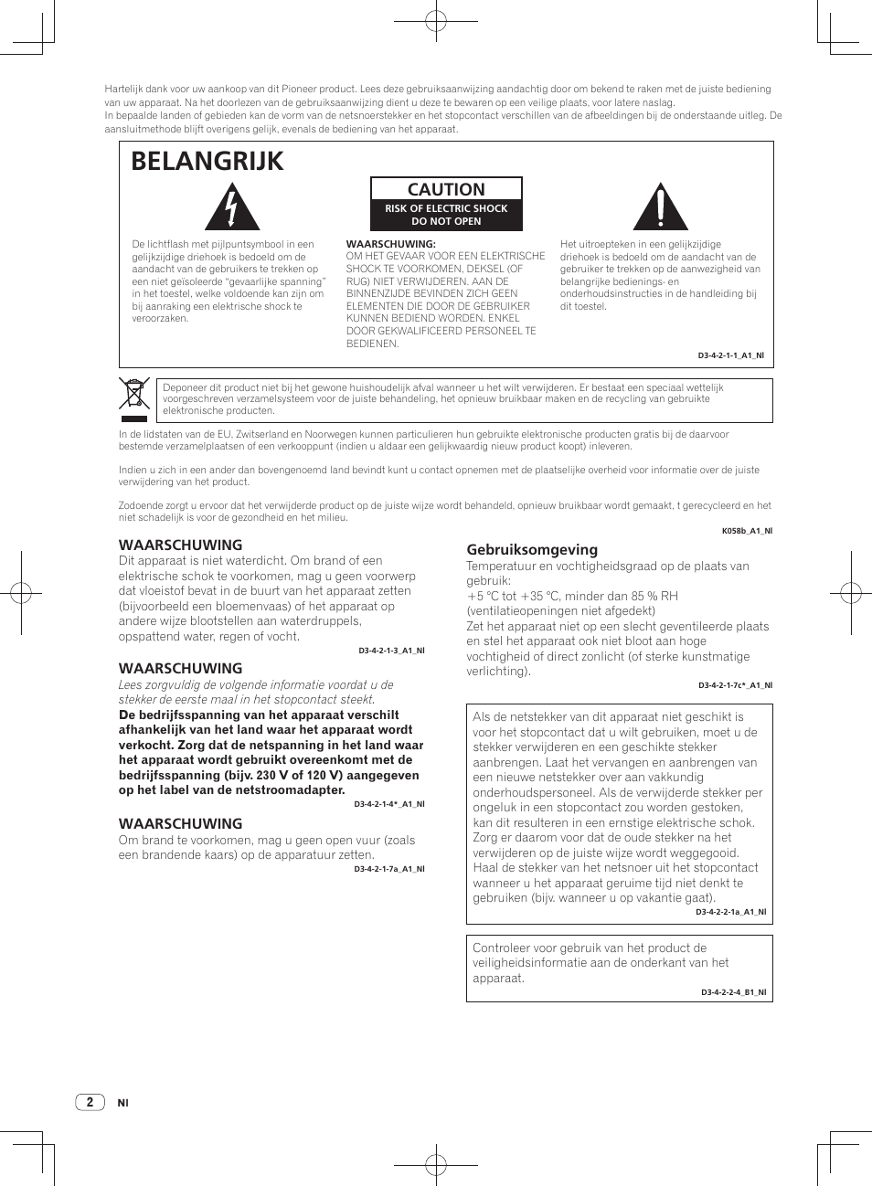 Belangrijk, Caution, Waarschuwing | Gebruiksomgeving | Pioneer DDJ-SX User Manual | Page 74 / 148