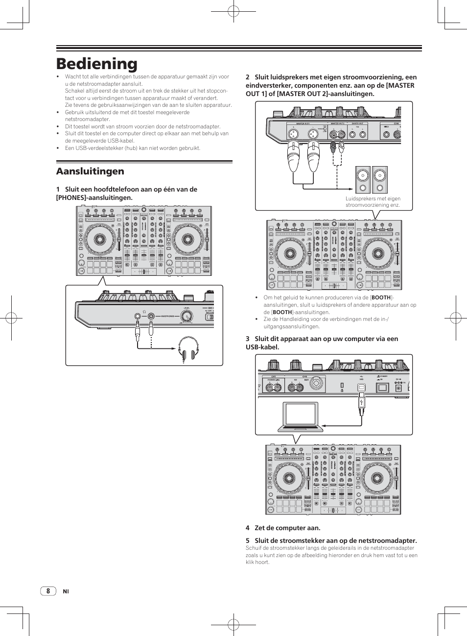 Bediening, Aansluitingen | Pioneer DDJ-SX User Manual | Page 80 / 148
