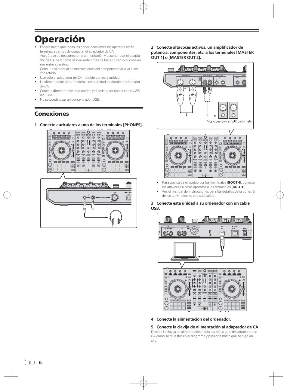 Operación, Conexiones | Pioneer DDJ-SX User Manual | Page 98 / 148