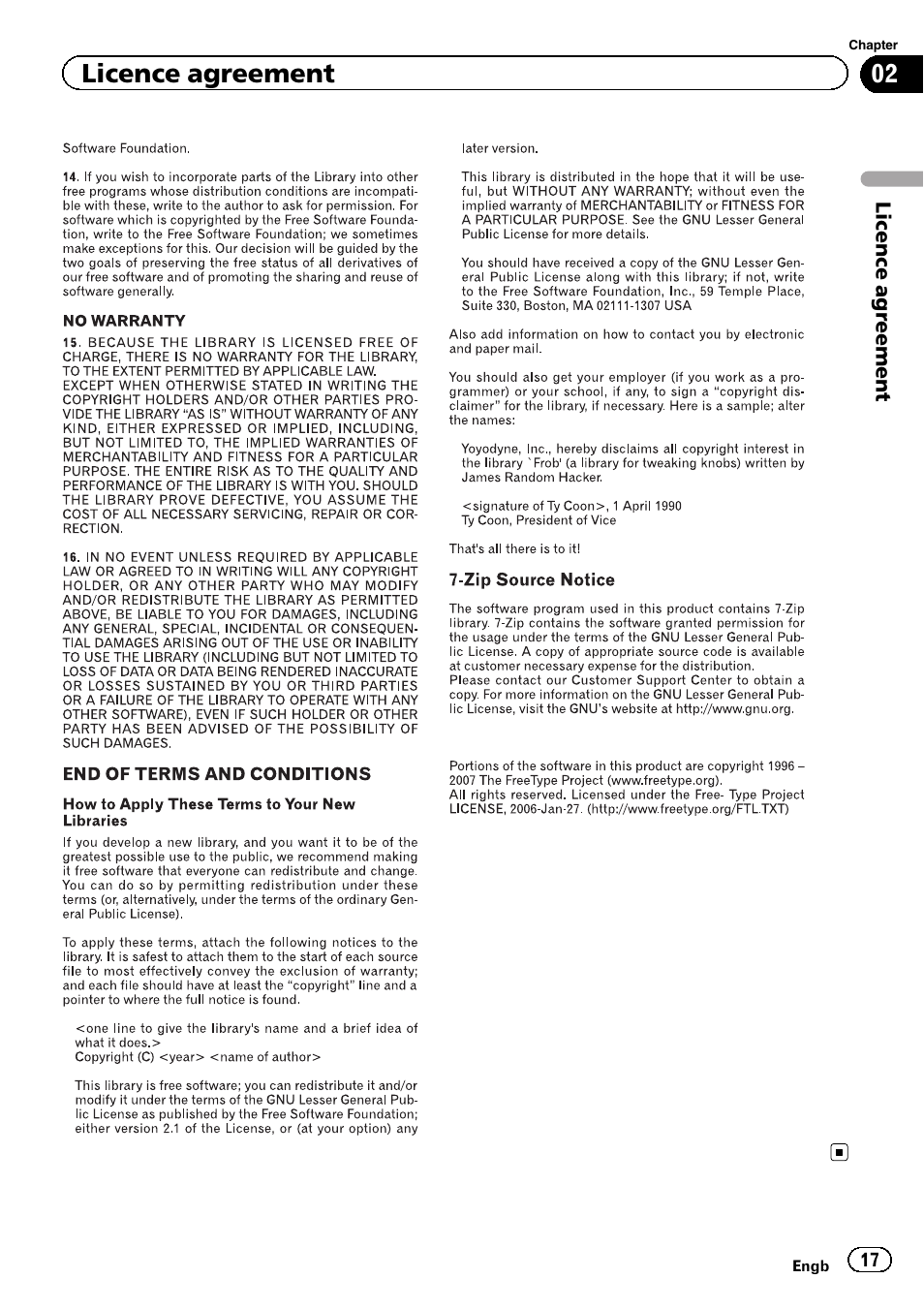 Licence agreement | Pioneer CNSD-110FM User Manual | Page 17 / 32