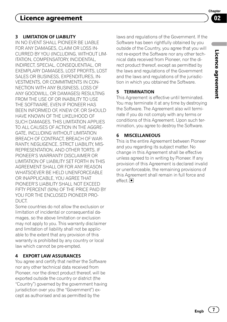 Licence agreement | Pioneer CNSD-110FM User Manual | Page 7 / 32